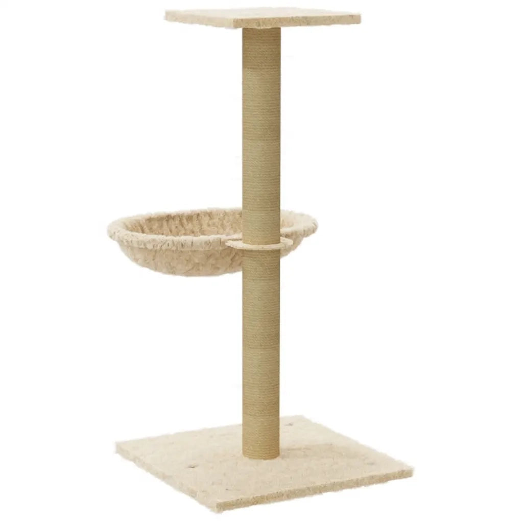 Albero per Gatti con Palo Tiragraffi in Sisal Crema 74 cm 171588