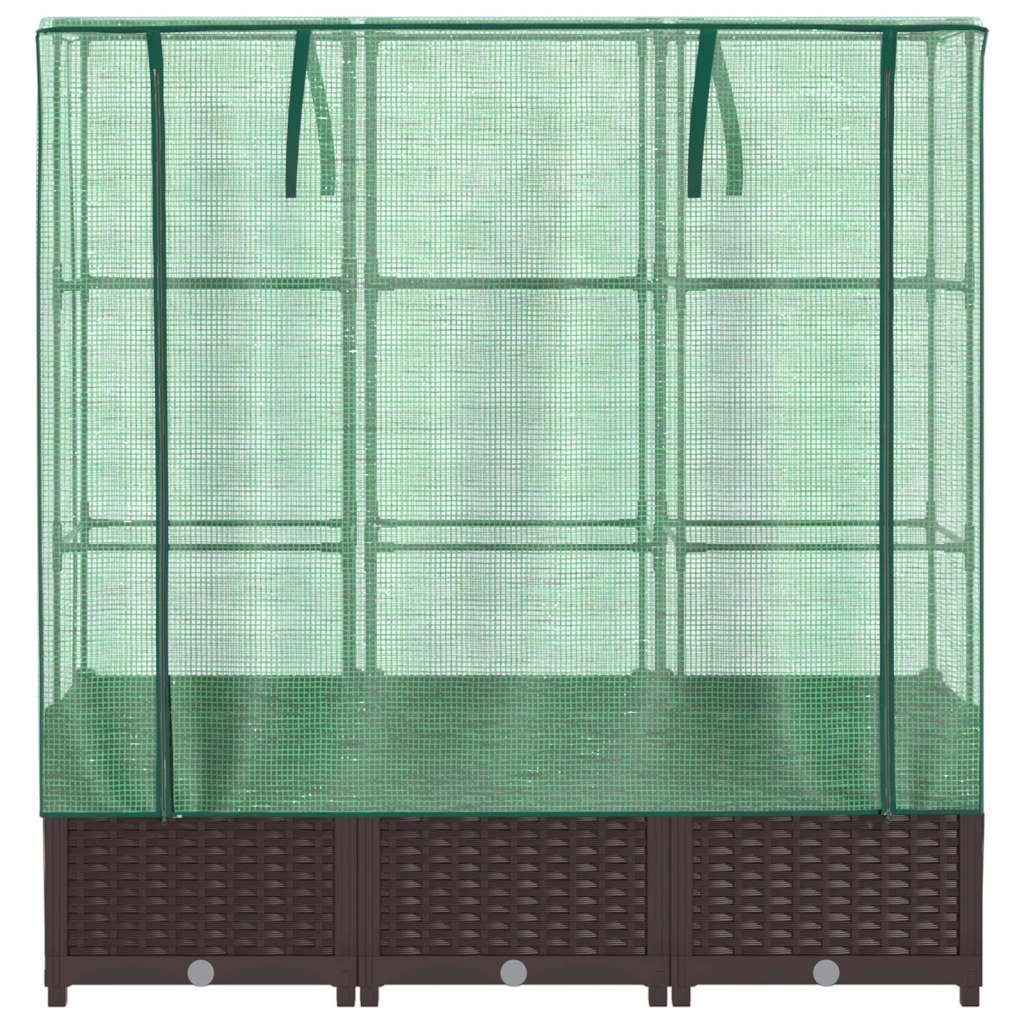 Aiuola rialzata/fioriera con copertura effetto rattan 120 x 40 x 138 cm Marrone 02_0038739