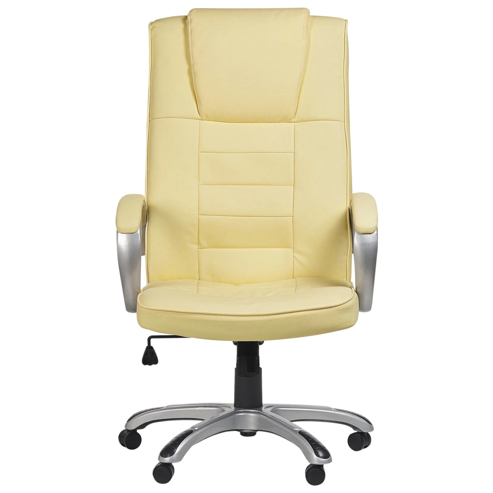 Poltrona da ufficio massaggiante riscaldata con seduta in pelle sintetica beige