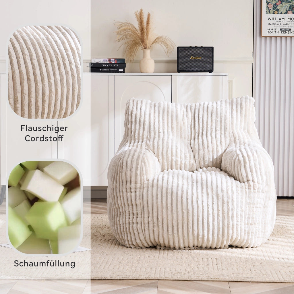 Poltrona Sacco Imbottita in Tessuto a Coste ¨C MINIMAL ¨C Beige