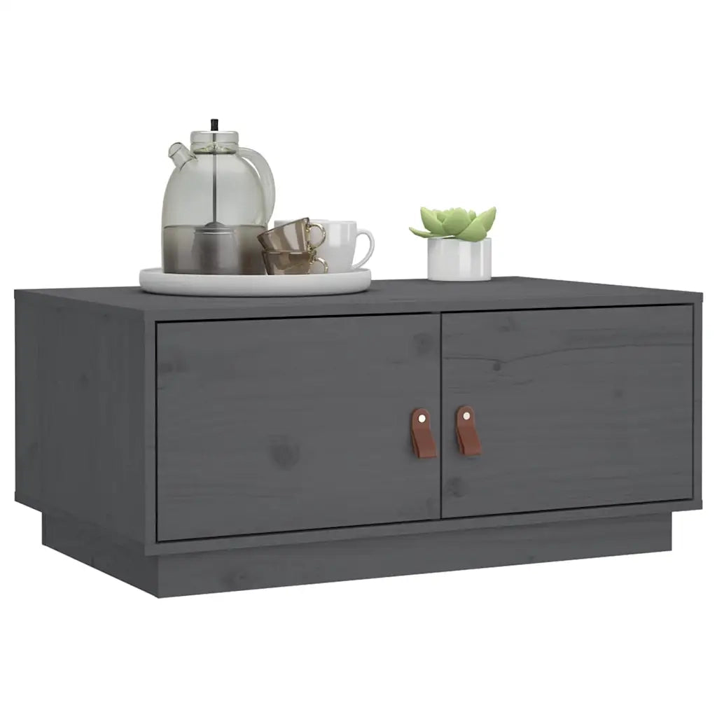 Tavolino da Salotto-Tavolino da soggiorno Grigio 80x50x35cm in Legno Massello di Pino