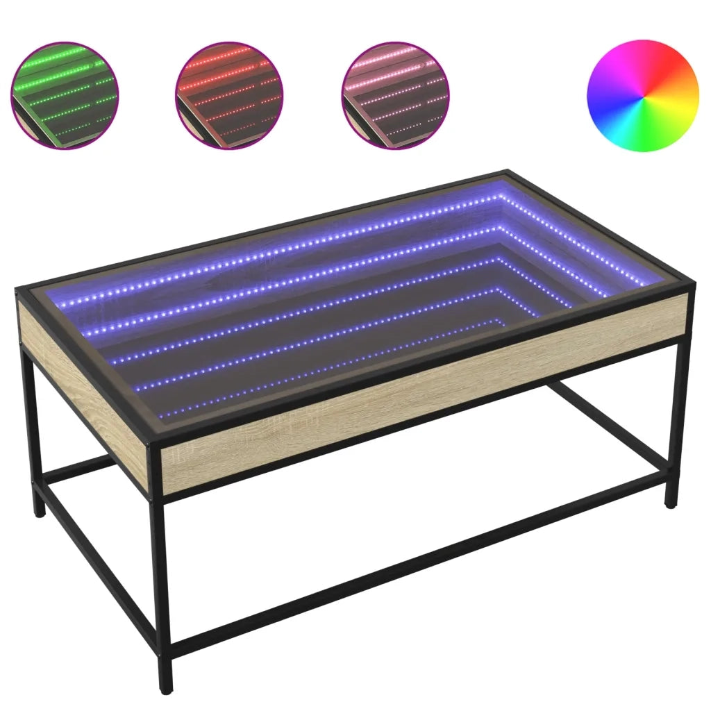 Tavolino da salotto | Tavolino da caff¨¨ | Tavolino da Soggiorno con LED Infinity Rovere Sonoma 90x50x41 cm