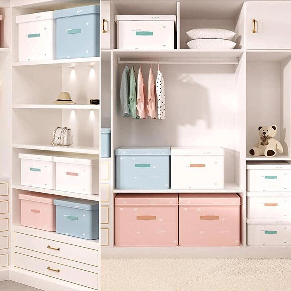 Trade Shop - Box Scatola Salvaspazio Armadio Contenitore Porta Oggetti Organizer 35x30x20 Cm -