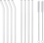Decine di Stuks Rietti in Vetro Riscaldabile 20cm - Sicuri per Smoothies e Bubble Tea con Spazzole - Resistenti al Frattura e al Lavastoviglie (Diametro 8mm)