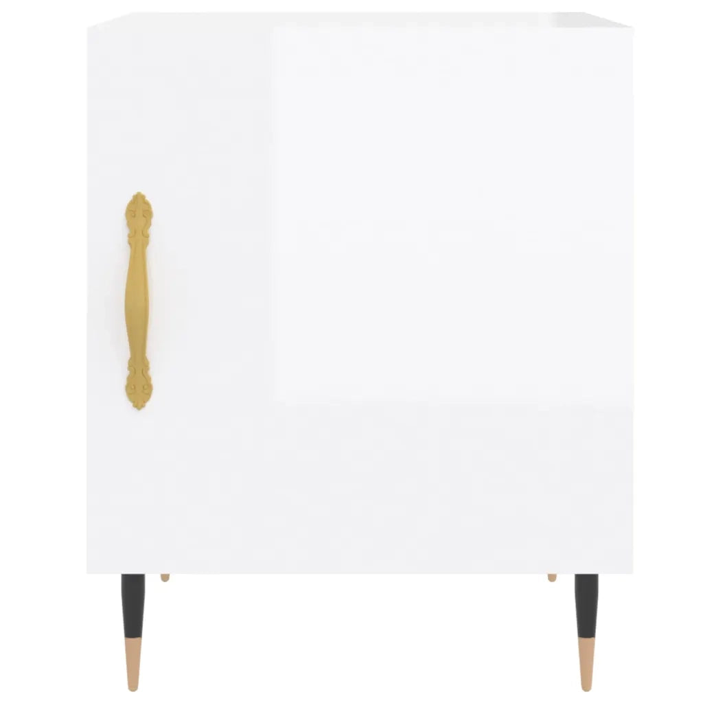 Comodini 2 pz-Set di 2 Tavolino da notte Bianco Lucido 40x40x50 cm in Legno Multistrato 206133