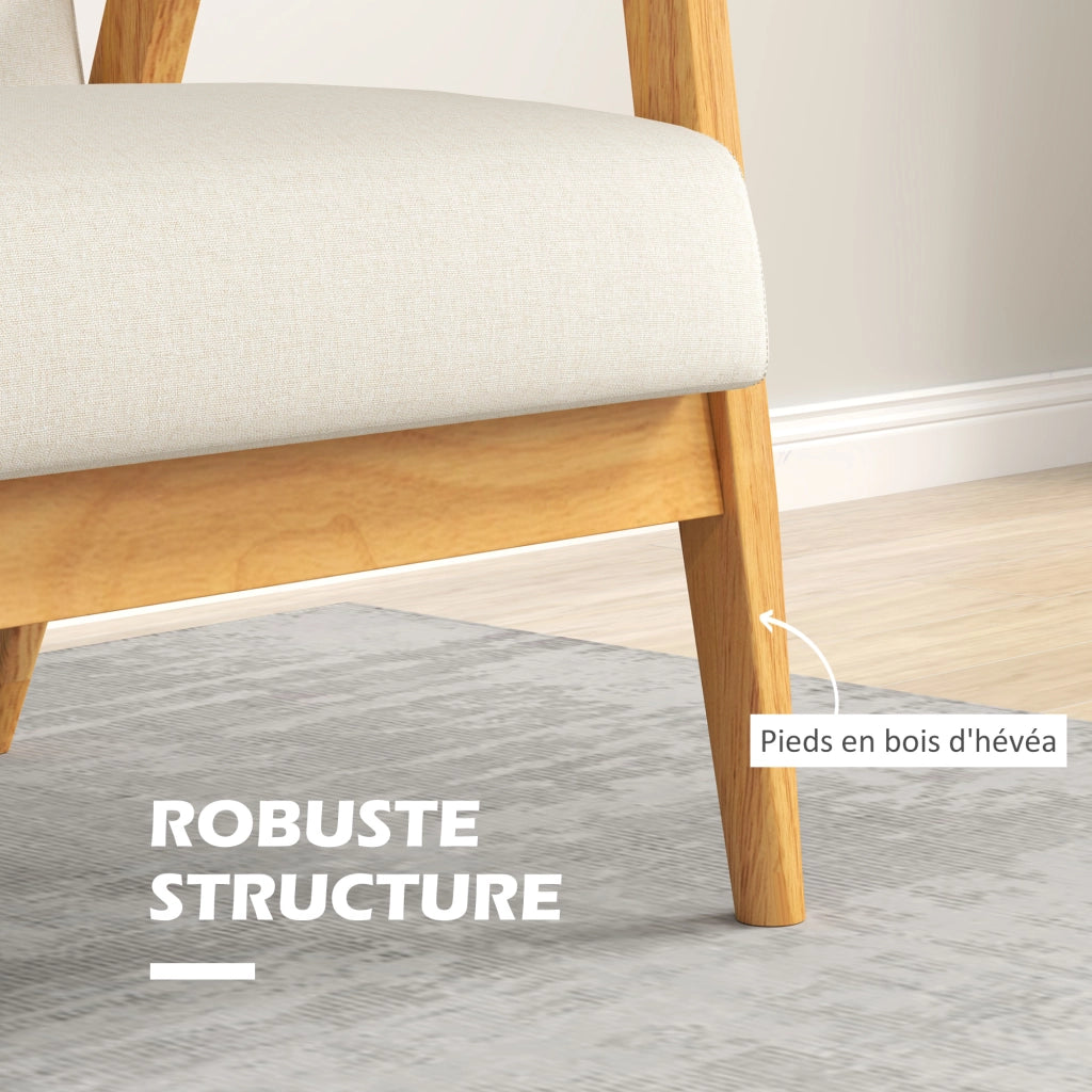 Divano 2 posti ¨C Xylo ¨C tessuto beige con schienale capitonn¨¦ e braccioli imbottiti