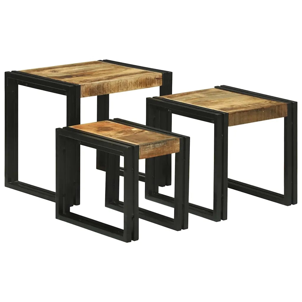 Tavolo Nesting 3 pcs Legno di mango massello e metallo 4104727