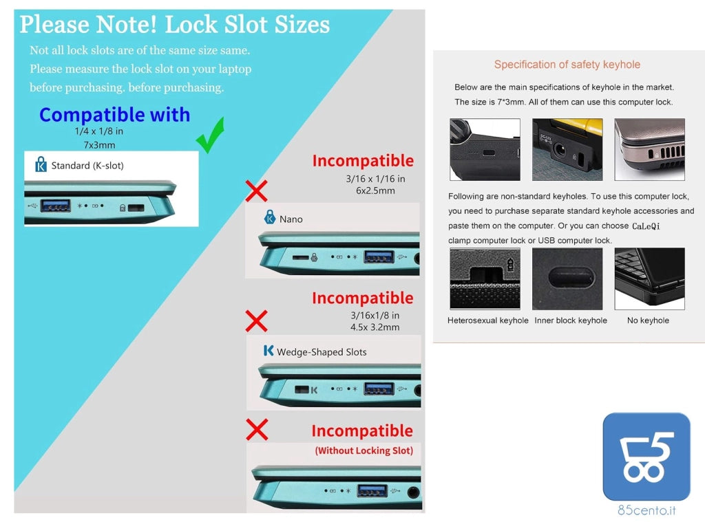Cavo di Sicurezza con Blocco a Combinazione per Laptop Notebook Protezioni per Password a 4 cifre Dispositivo Antifurto
