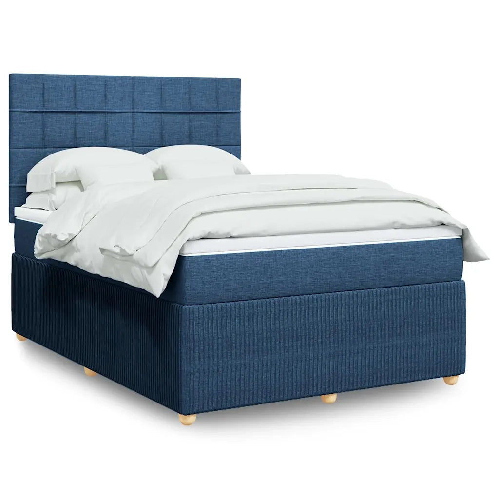 vidaXL Giroletto a Molle con Materasso Blu 140x200 cm in Tessuto