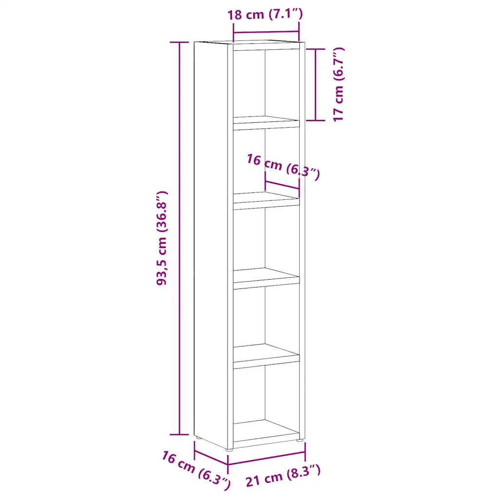 Scaffali Porta CD 2 pz Legno Antico 21x16x93,5 cm in Truciolato CFW5050873