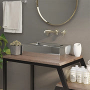 Lavandino con Troppopieno 49x25x15 cm in Ceramica Argento cod mxl 48375
