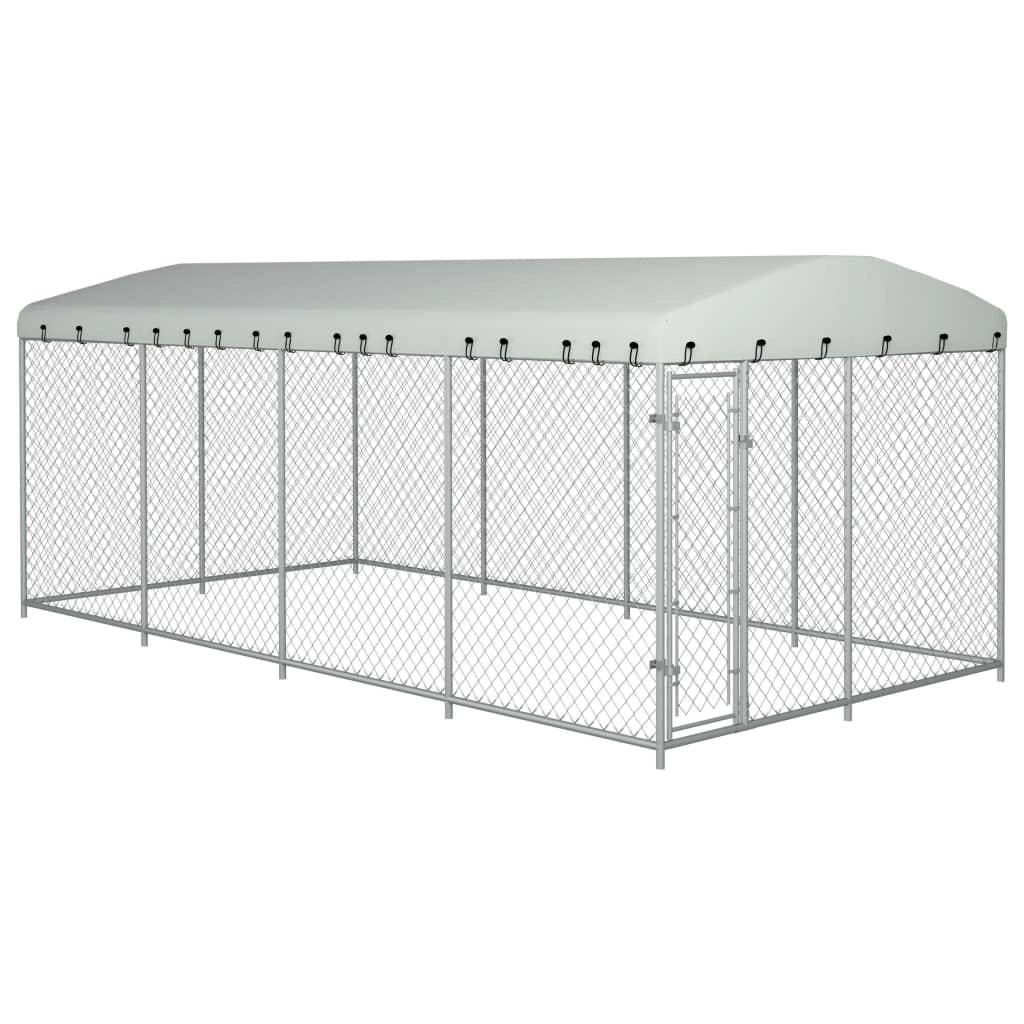 Recinto per cani da esterno recinto per animali recinto per cani da esterno con tetto per cani 8 x 4 x 2 m 02_0000458