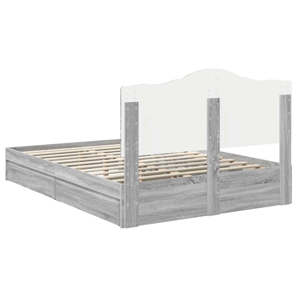 Letto con Contenitore con testiera Grigio Sonoma 160 x 200 cm