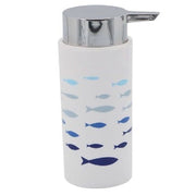 Trade Shop - Dispenser Porta Sapone Liquido Cilindrico Pesciolini In Plastica 15,6 Cm 69880 -