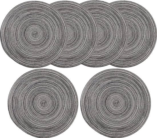 Set di 6 - 38 cm Piatti di Panno Rondi Tessuti - Resistenti al Calore Cotone - Cucina Festa Matrimonio Ristorante - Grigio