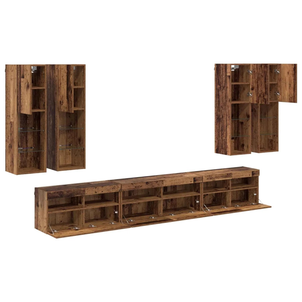 Set di Mobiletto da TV a Parete 7 pcs Legno vecchio 3402797