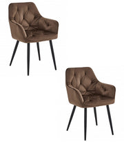 Sedia VALORA LUKK - Elegante velluto marrone per soggiorno, cucina x 2