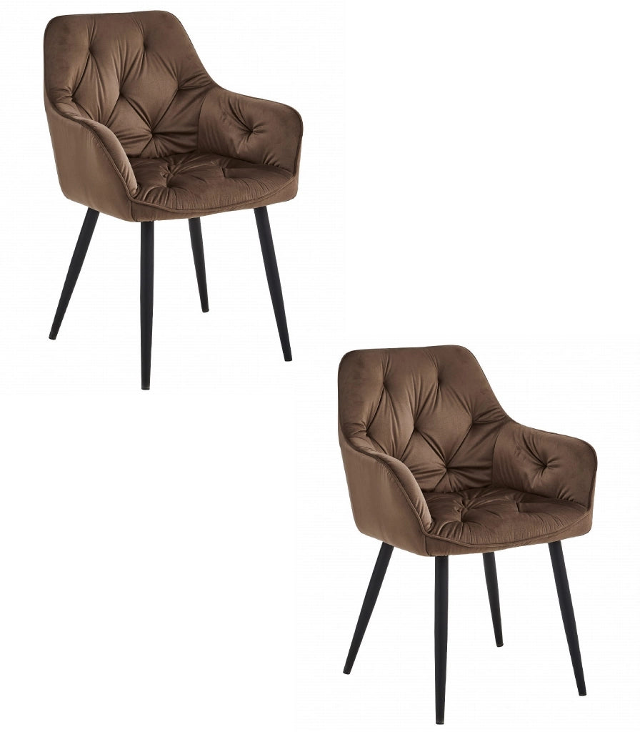 Sedia VALORA LUKK - Elegante velluto marrone per soggiorno, cucina x 2