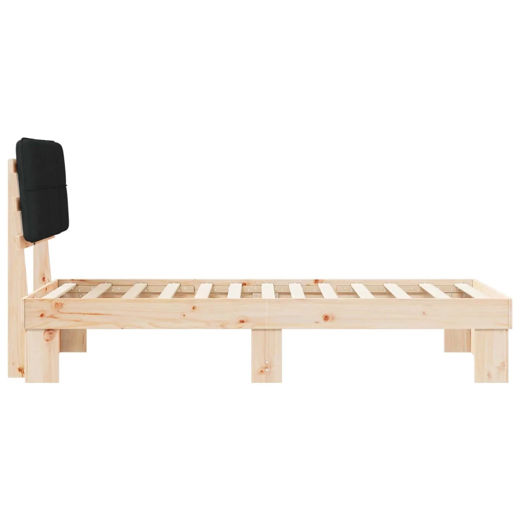 Letto con Testiera Rivestita Nero 90 x 190 cm Pino massello 877456