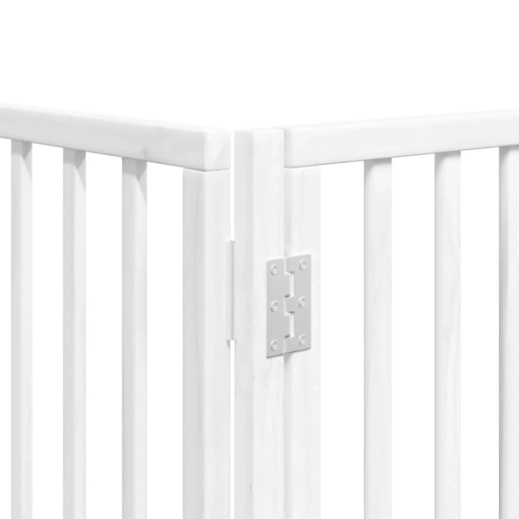 Cancelletto di sicurezza per cani porta pieghevole 12 pannelli legno di pioppo bianco 02_0023146
