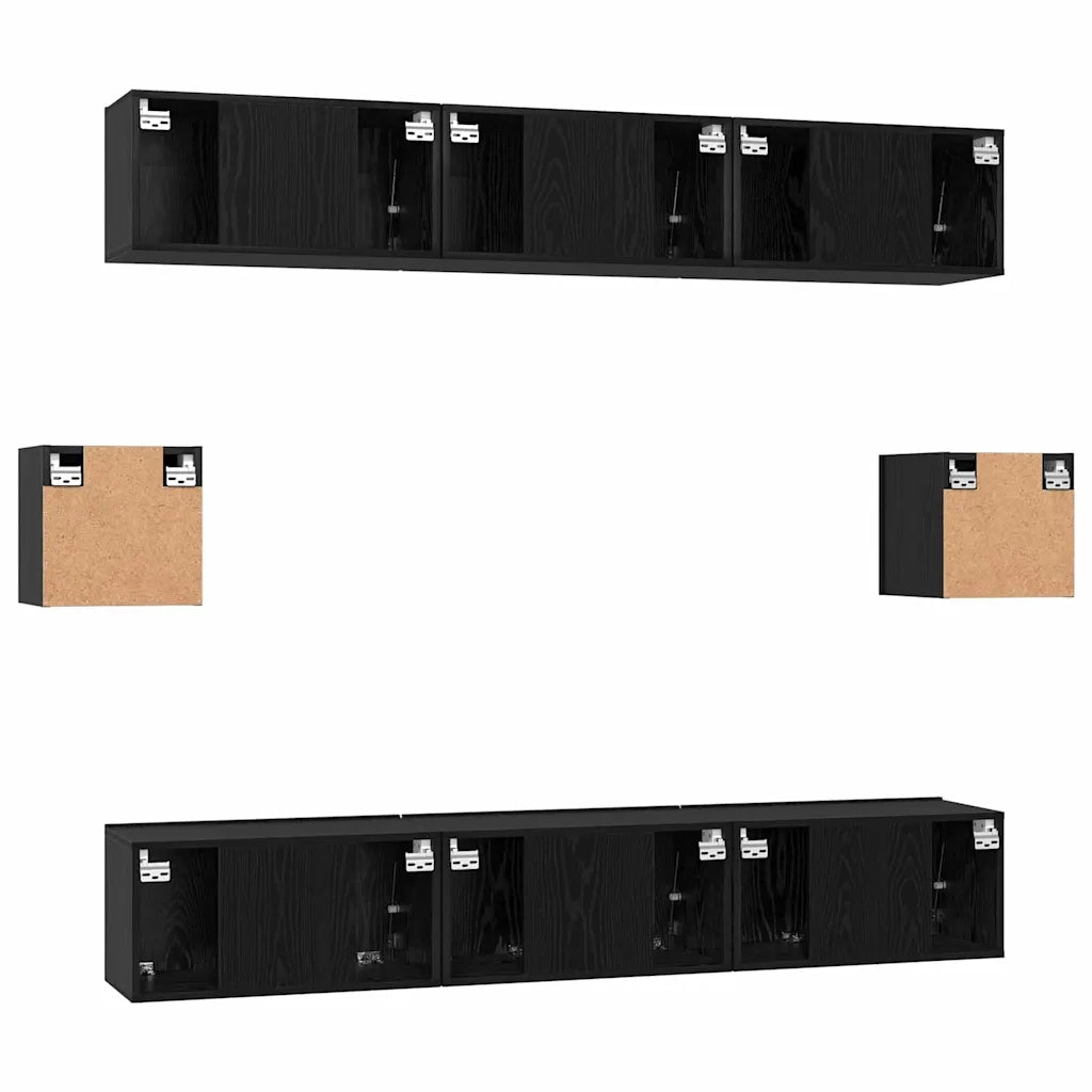 vidaXL Set mobile TV 8 pcs Rovere nero 60 x 30 x 30 cm