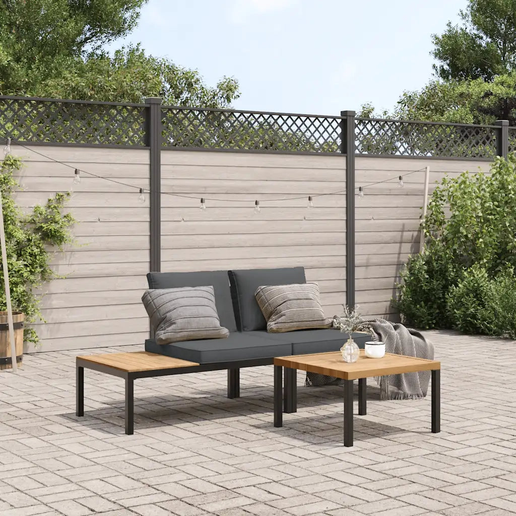 Set Divani da Giardino 3 pz con Cuscini in Alluminio Nero 3283704