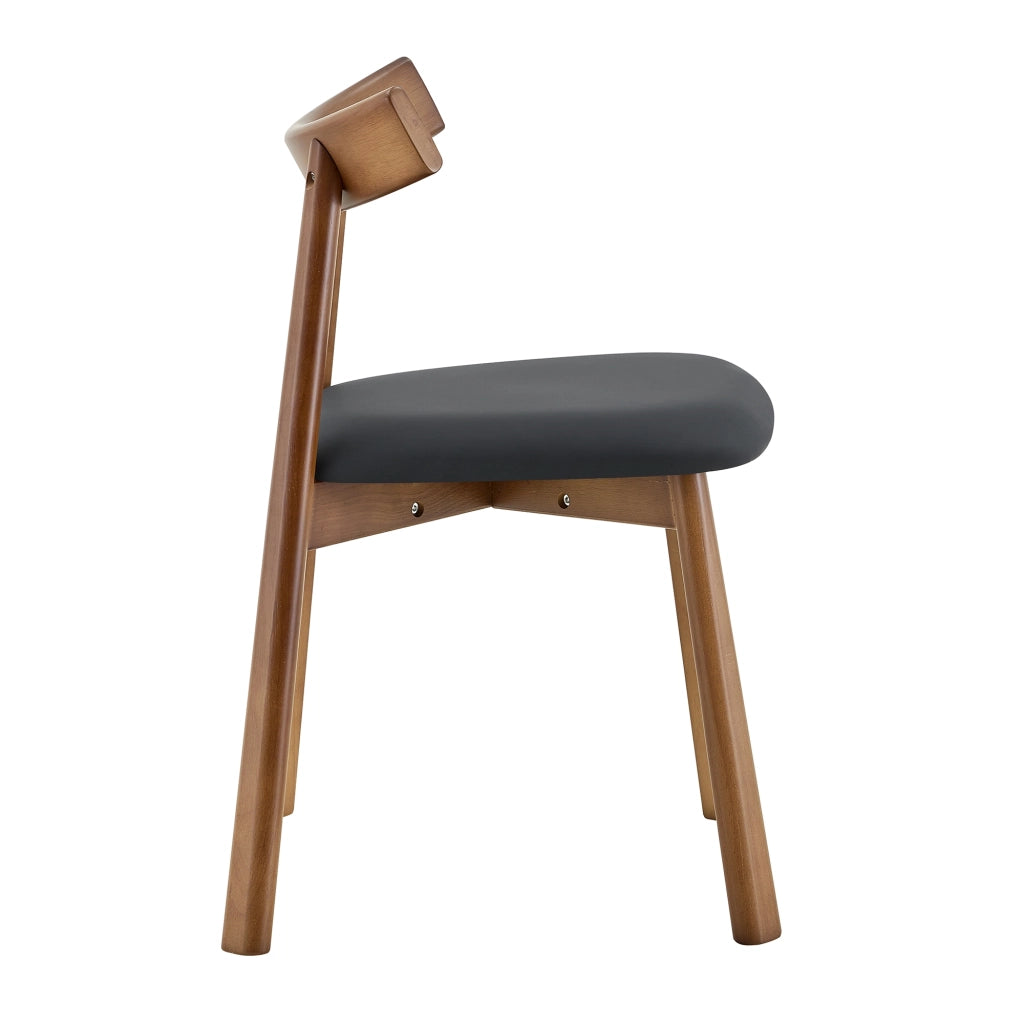 Set 2 sedie da pranzo scandinave in legno con seduta imbottita, nero