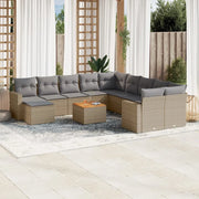 Set Divano da Giardino 12 pz con Cuscini Beige Misto Polyrattan 3256752