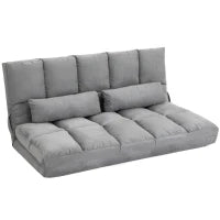 Divano Moderno 2 in 1, Schienale Reclinabile su 7 Livelli e Cuscini, Divano per Soggiorno per TV, Giochi, Lettura, Yoga, Ufficio, 130x73x60 cm, Grigio Chiaro