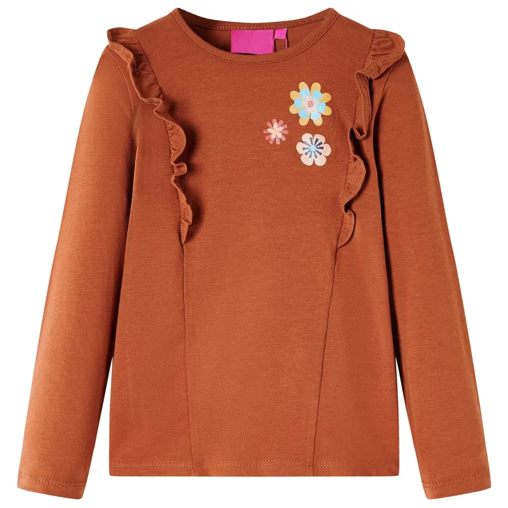 Maglietta da Bambina a Maniche Lunghe Cognac 104cod mxl 132365
