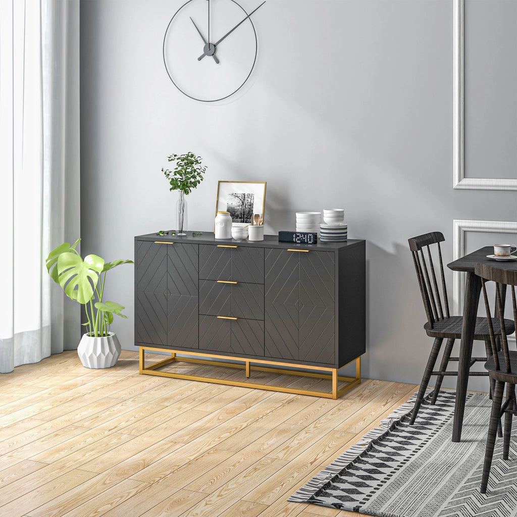 Credenza design ¨C zephmum ¨C nero legno metallo dorato