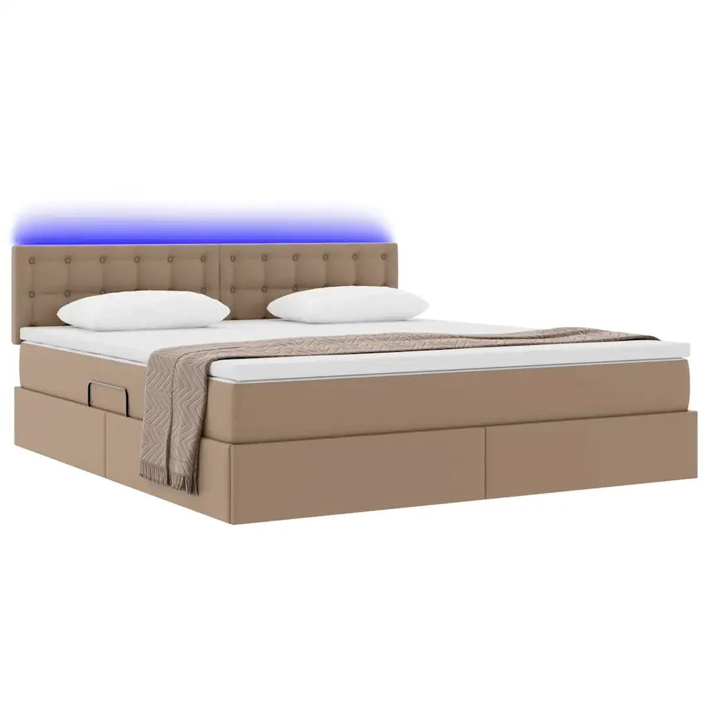 Letto con contenitore e LED con led Cappuccino 180 x 200 cm 3371044