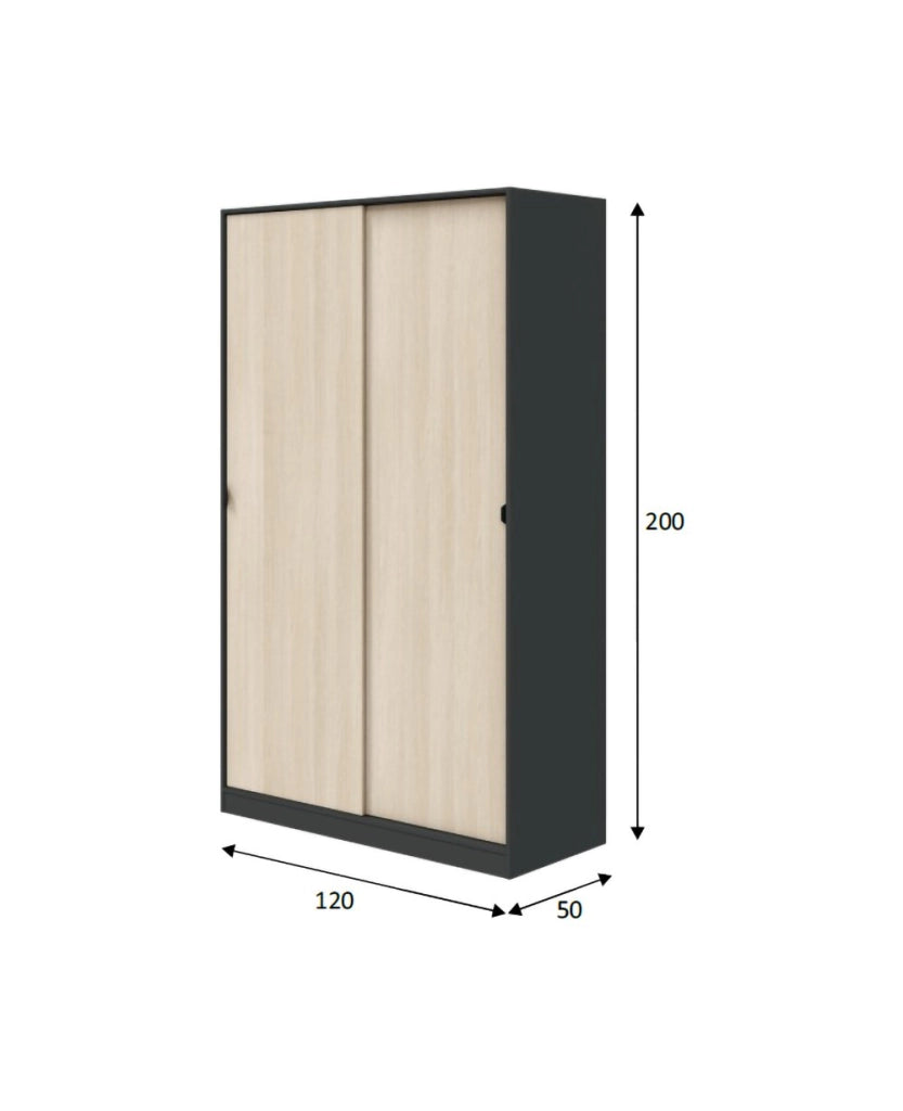 Armadio Camera da Letto Fiora, Guardaroba 2 Ante 4 Ripiani, 50x200h cm Grigio Antracite