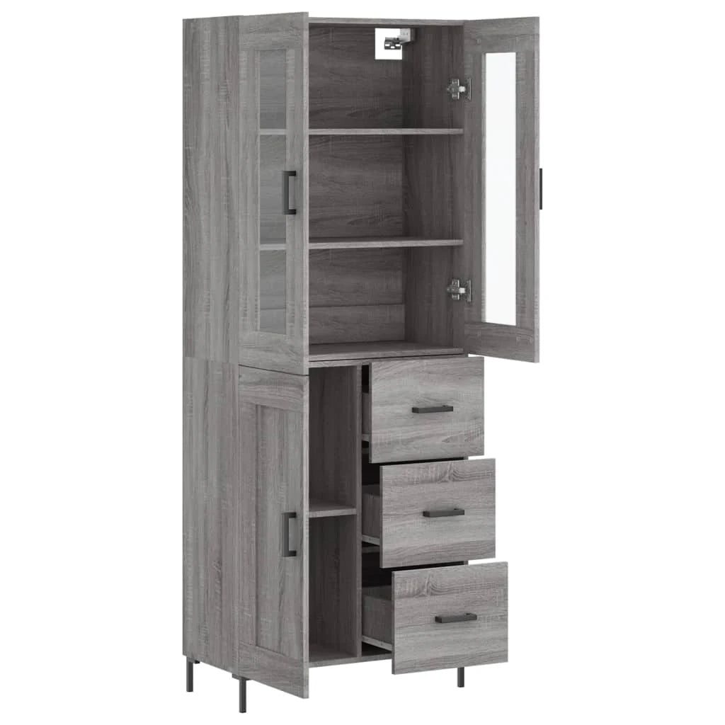 Buffet credenza cassettiera armadio mobile contenitore organizer cucina soggiorno salotto rovere Sonoma alto 69,5 x 34 x 180 cm legno ingegnerizzato grigio 02_0035454