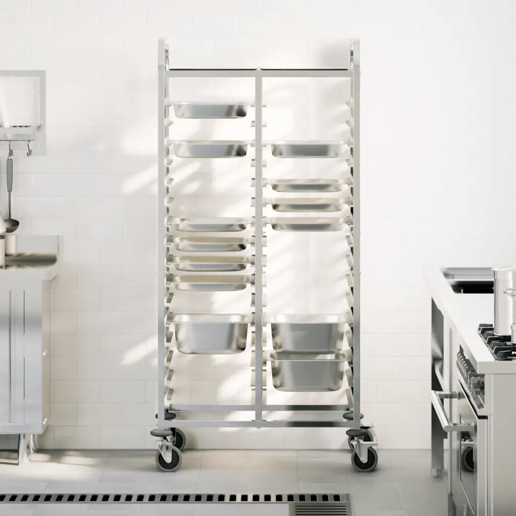 vidaXL Carrello Portateglie con 32 GN Contenitori 75x55x162,5 cm