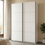 Armadio Camera da Letto Tredozio, Guardaroba Grande Appendiabiti, 145.5x217.5h cm Bianco Opaco