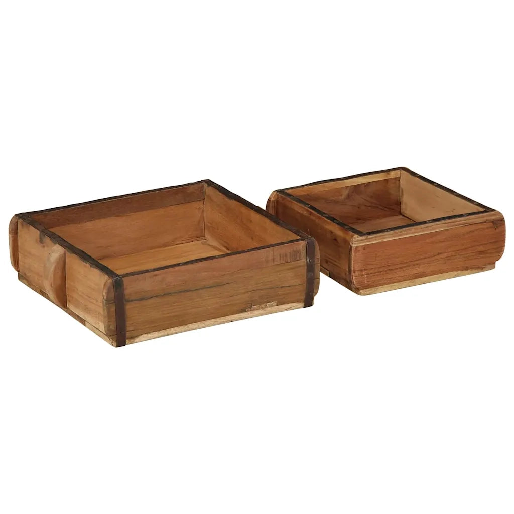 Vassoio 2 pcs Marrone 29 x 31 x 10 cm Legno Recuperato Massello 4019614