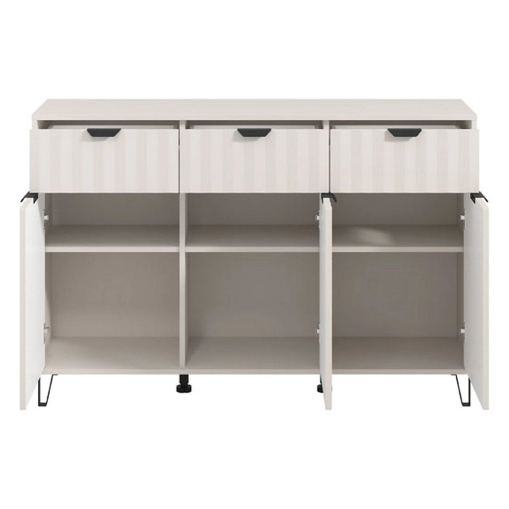 Madia Paglieta, Credenza 3 Ripiani, 138x40x90.5h cm Bianco Crema