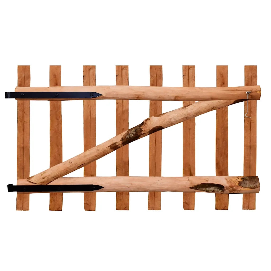 Cancello Singolo Recinzione Legno Nocciolo Impregnato 100x60 cm 142594