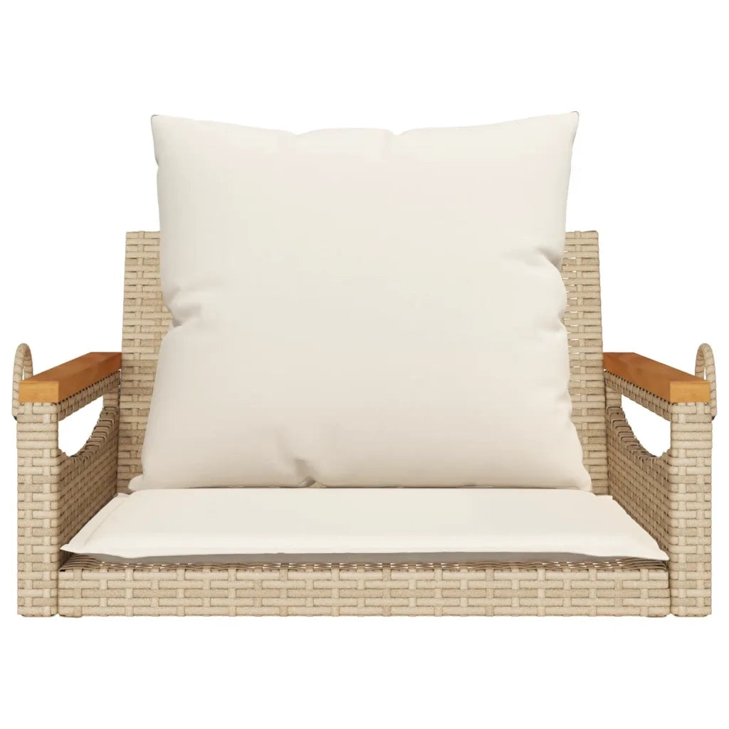 Panchina a Dondolo con Cuscini Beige 63x62x40 cm in Polyrattan 368166