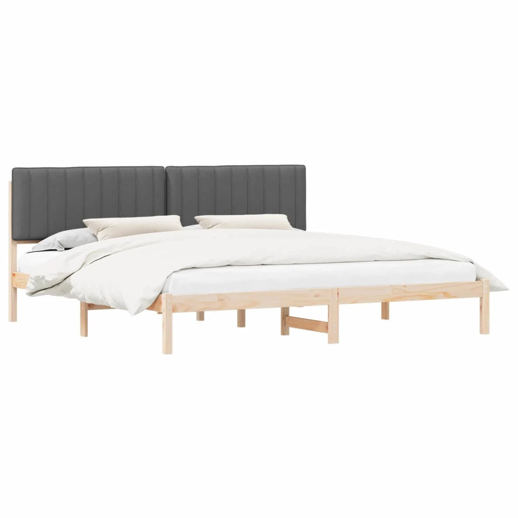 Letto con Testiera Rivestita Grigio scuro 200 x 200 cm
