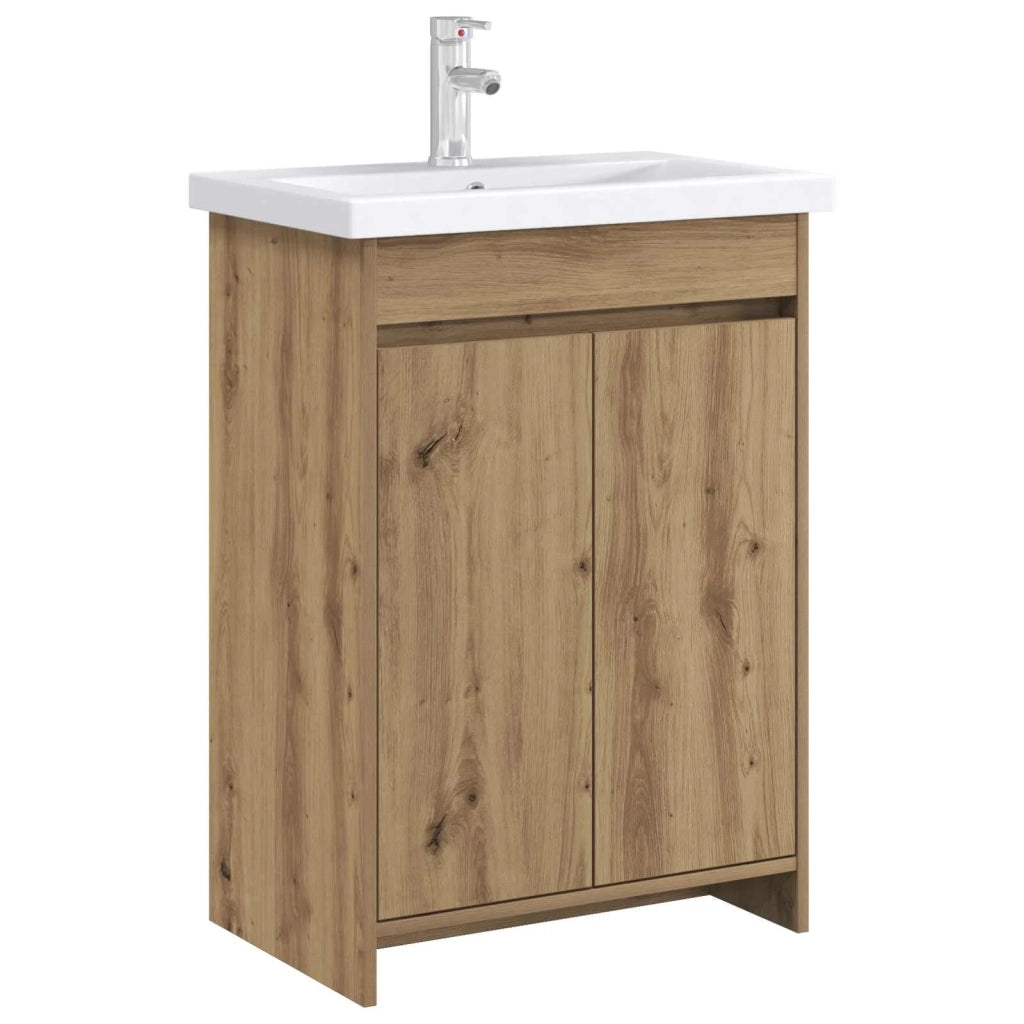 Mobiletto da Bagno Sotto Lavabo Rovere Artigianale 890783