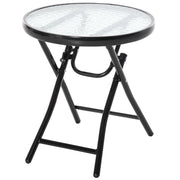 TAVOLO DA GIARDINO PIEGHEVOLE IN METALLO CON RIPIANO IN VETRO 45 X 50 CM NERO