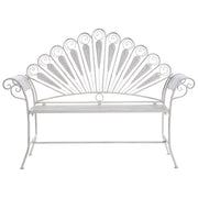 Panca da giardino per esterni in metallo bianco sporco alluminio 2 posti braccioli stile vintage