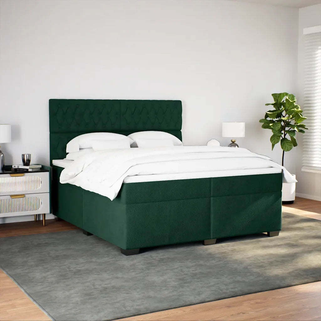 Giroletto a Molle con Materasso Verde Scuro 200x200 cm Velluto