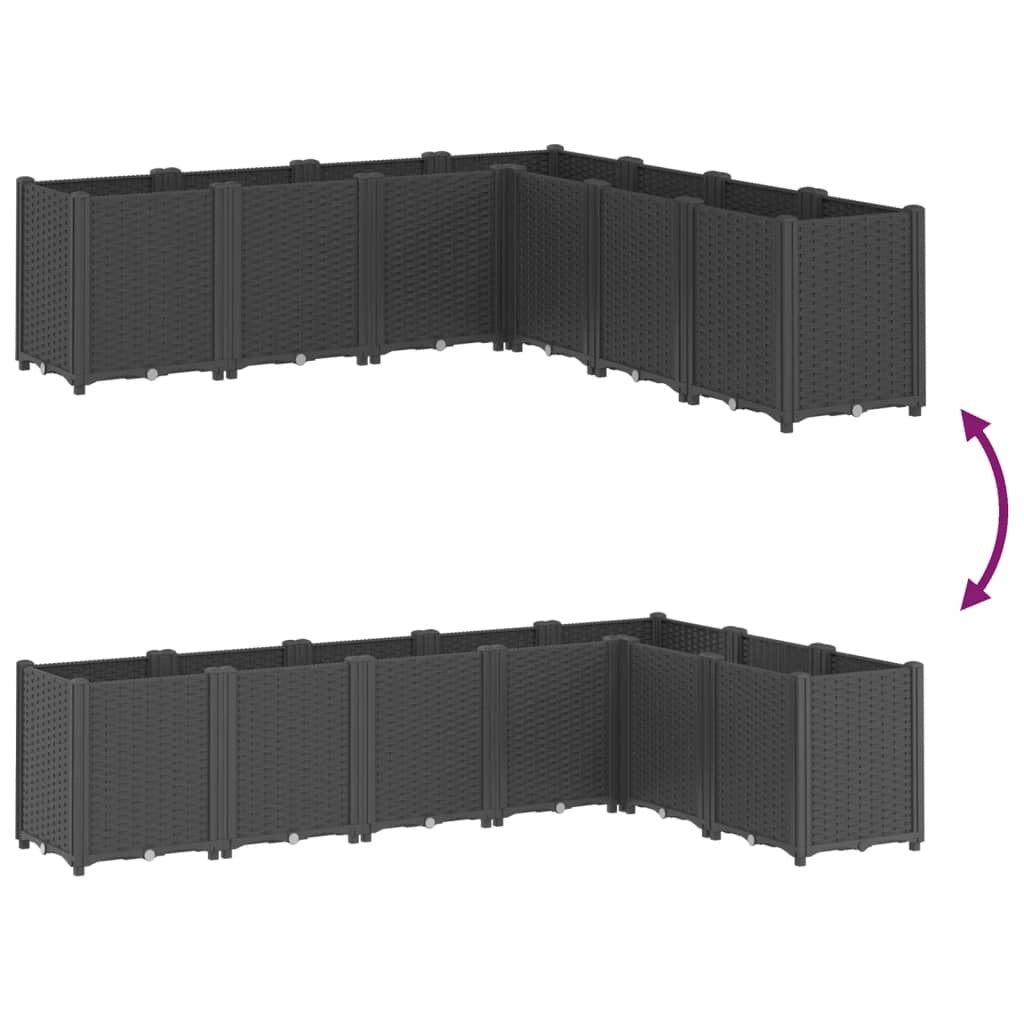 Fioriera rialzata per piante fiori terrazza giardino 160 x 160 x 53 cm polipropilene nero 02_0037458