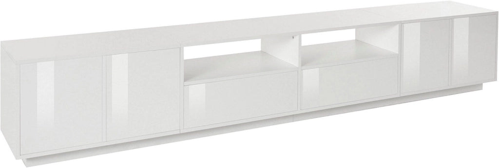 Mobile TV 4 Ante 2 Cassetti 260x41,4x46 cm Bloom Bianco Lucido