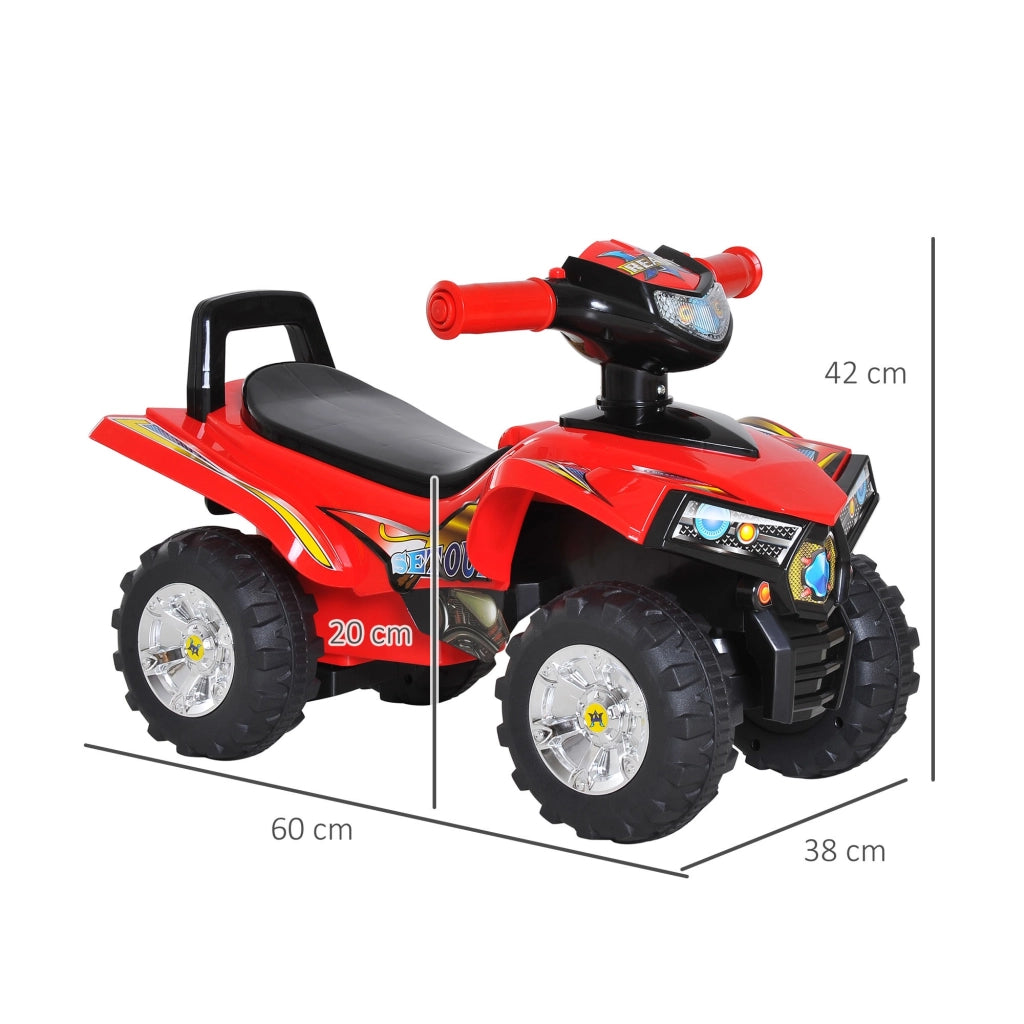 EasyComfort Quad Giocattolo per Bambini con Clacson, Musica e Luci, 60x38x42 cm, in PP Rosso