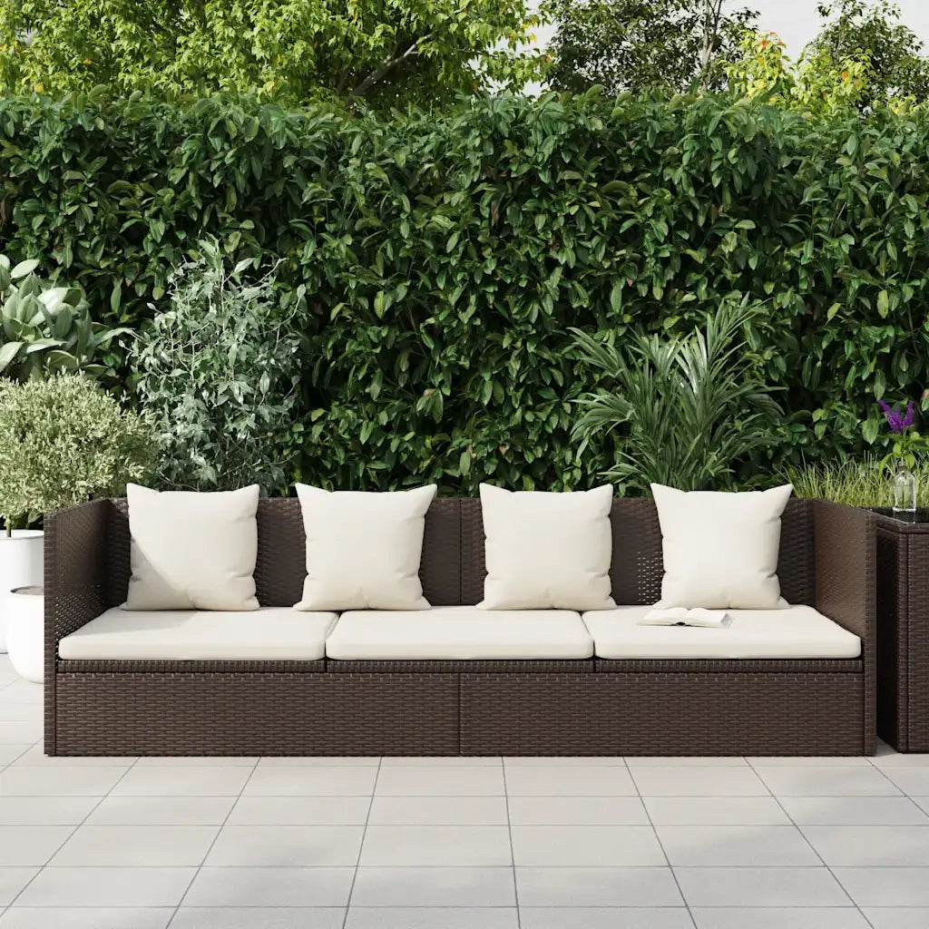 Lettino Prendisole | Sdraio da giardino | Lettino da sole da Giardino con Cuscini in Polyrattan Marrone