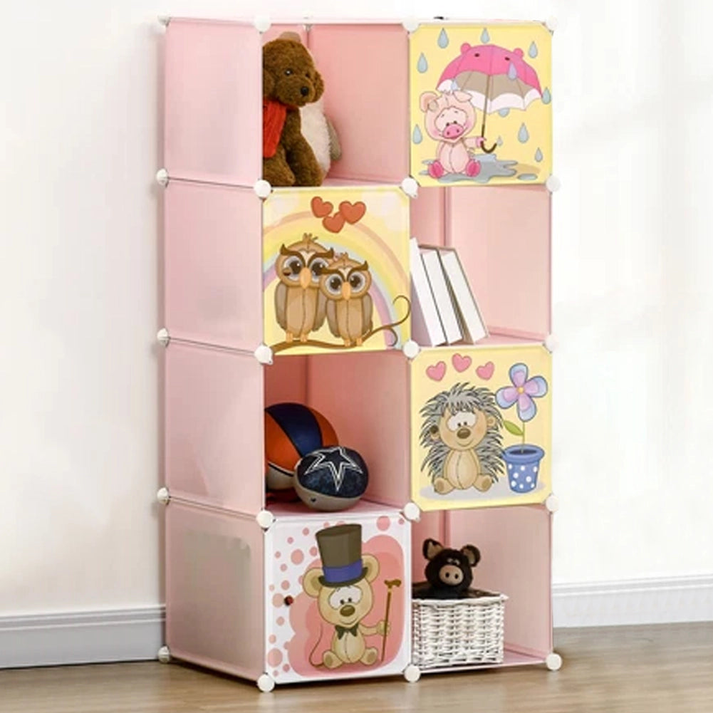 Mobile Scarpiera Modulabile Cameretta Bambini 8 Cubi Salvaspazio Rosa 35x45x35Cm